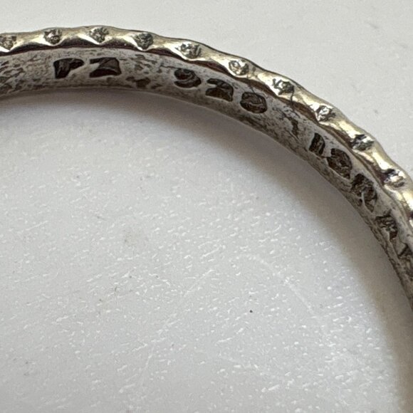 VTG Solid Sterling Silver 925 Illusion Stone Beaded Band Minimalist Ring Size 7 - Picture 7 of 11